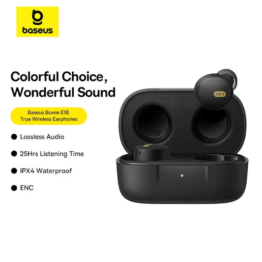 Baseus Bowie E18 Fone TWS Bluetooth 5.3 com 25h de Bateria, ENC e IPX4