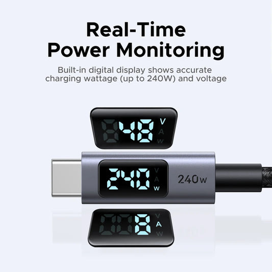 UGREEN Cabo USB-C 240W PD3.1 com Display Digital – MacBook, iPhone e Samsung