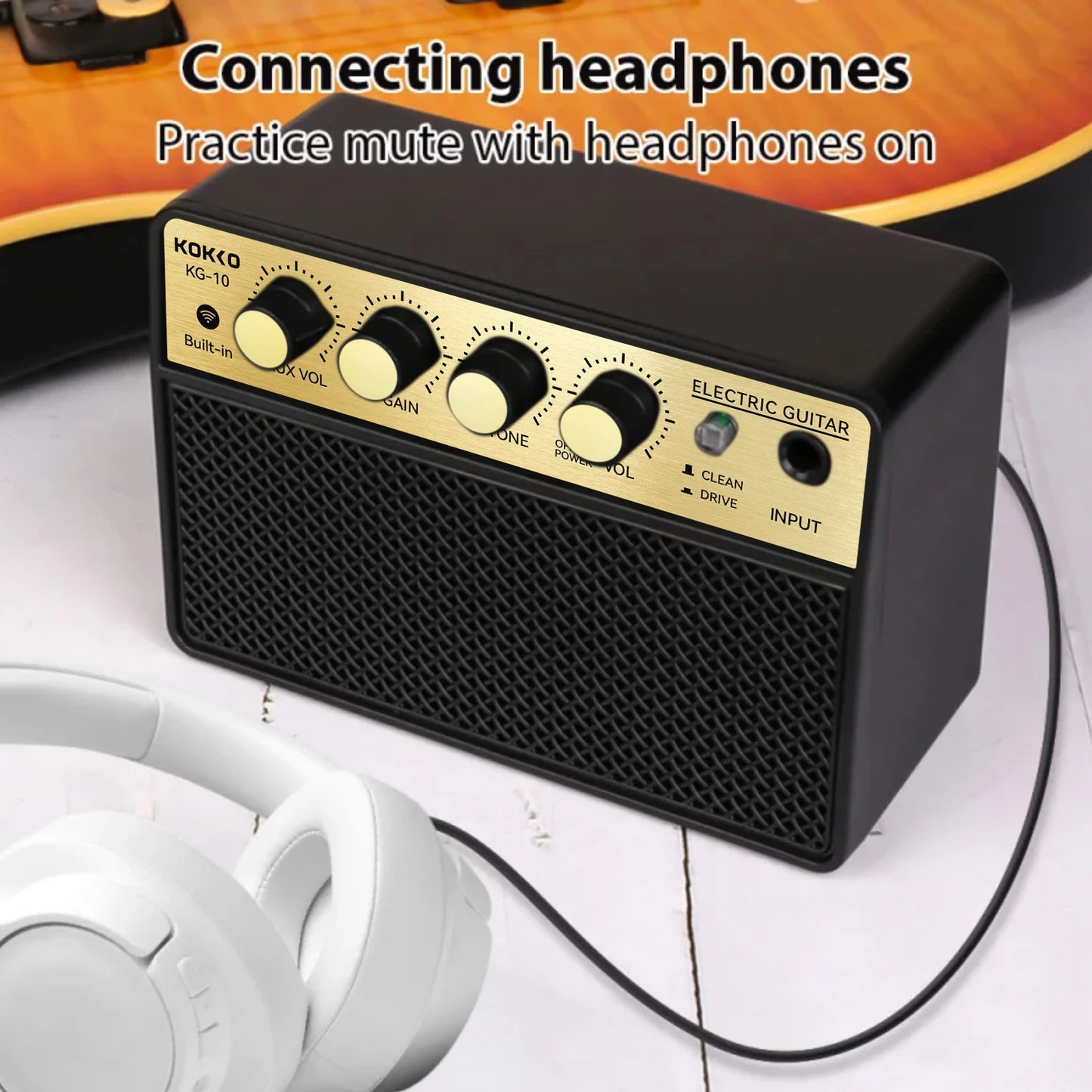 KOKKO KG-10 Amplificador de Guitarra Elétrica Portátil 10W com Bluetooth