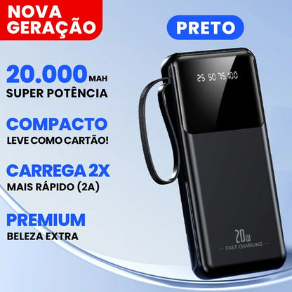 Power Bank 20000mAh com Lanterna LED e Display Digital