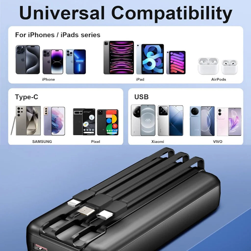 Power Bank 20000mAh com Lanterna LED e Display Digital