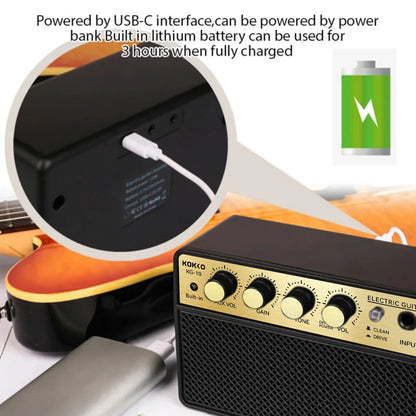 KOKKO KG-10 Amplificador de Guitarra Elétrica Portátil 10W com Bluetooth