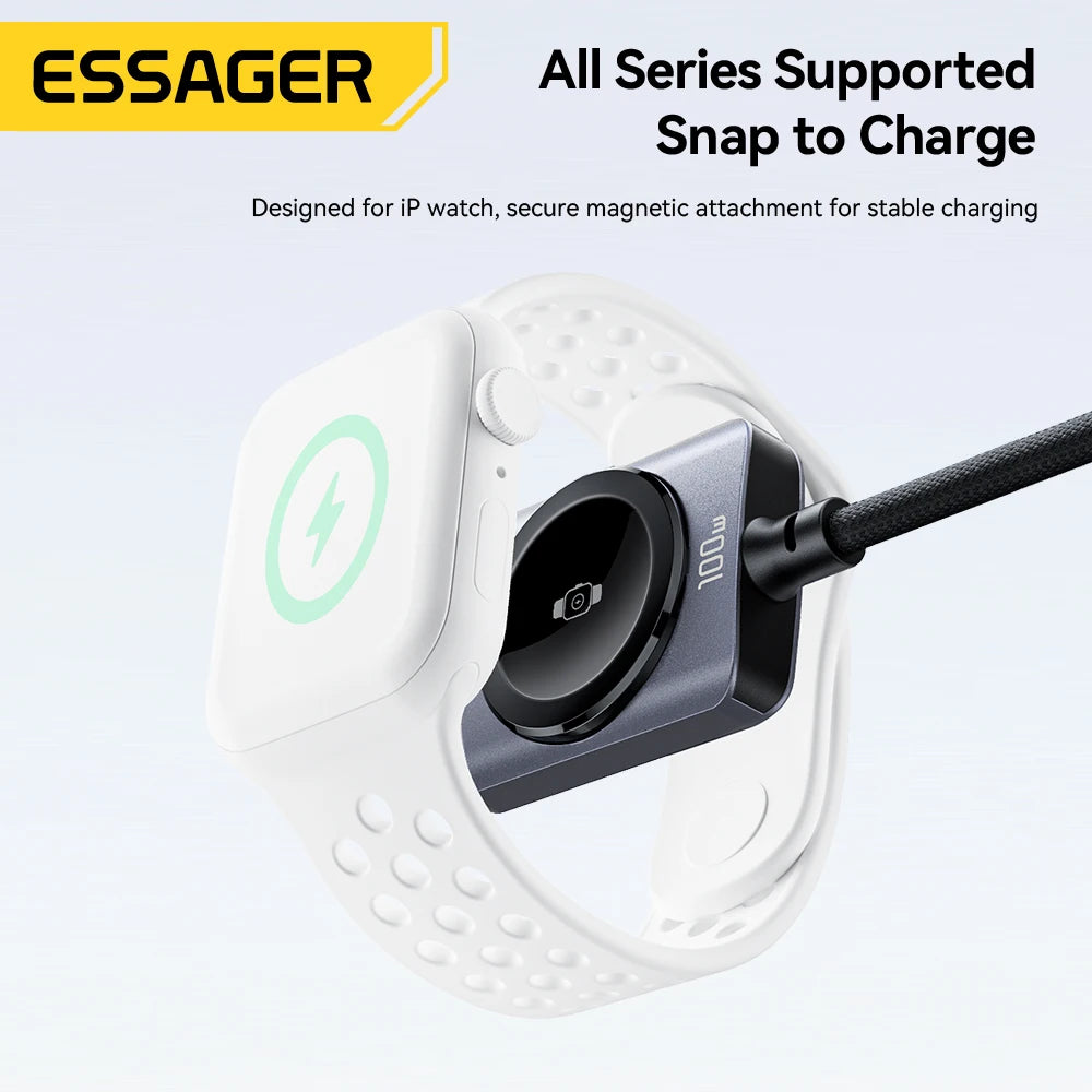 Essager Cabo Magnético 2 em 1 – 100W USB-C para iPhone e Apple Watch