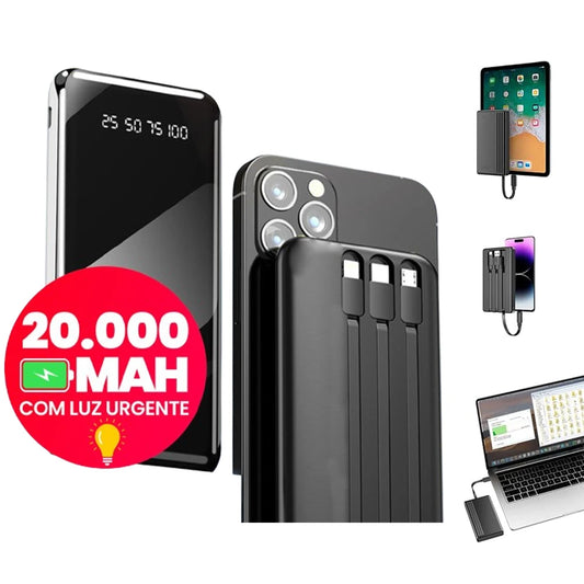 Power Bank 20000mAh com Lanterna LED e Display Digital