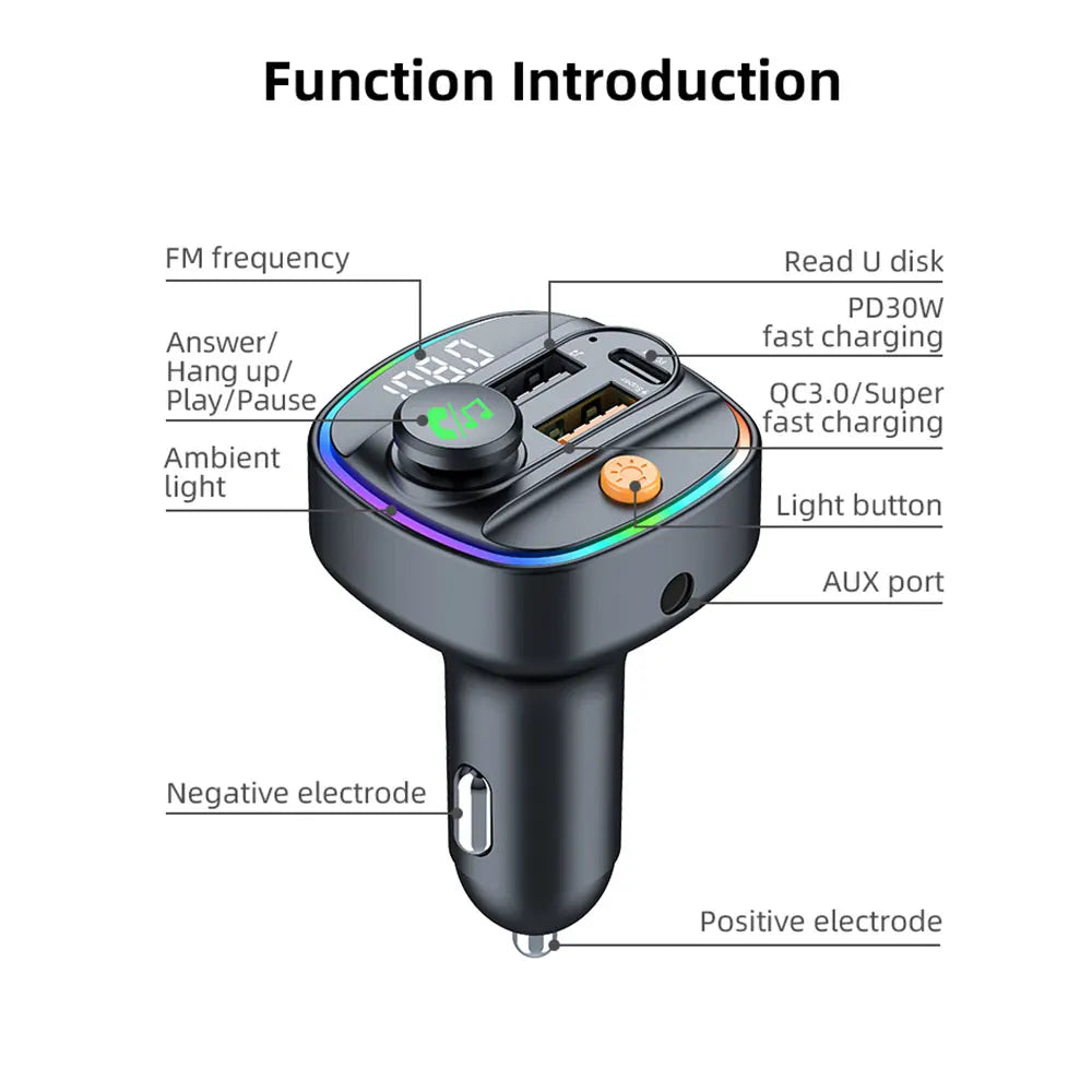 Transmissor Bluetooth 5.3 para Carros - Orix