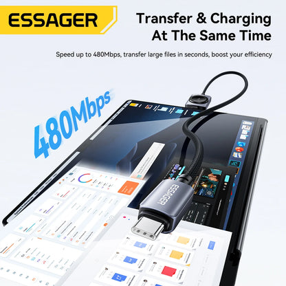 Essager Cabo Magnético 2 em 1 – 100W USB-C para iPhone e Apple Watch