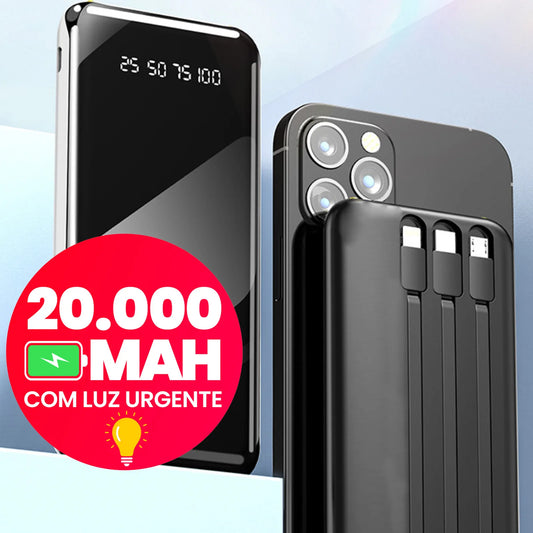 Power Bank 20000mAh com Lanterna LED e Display Digital
