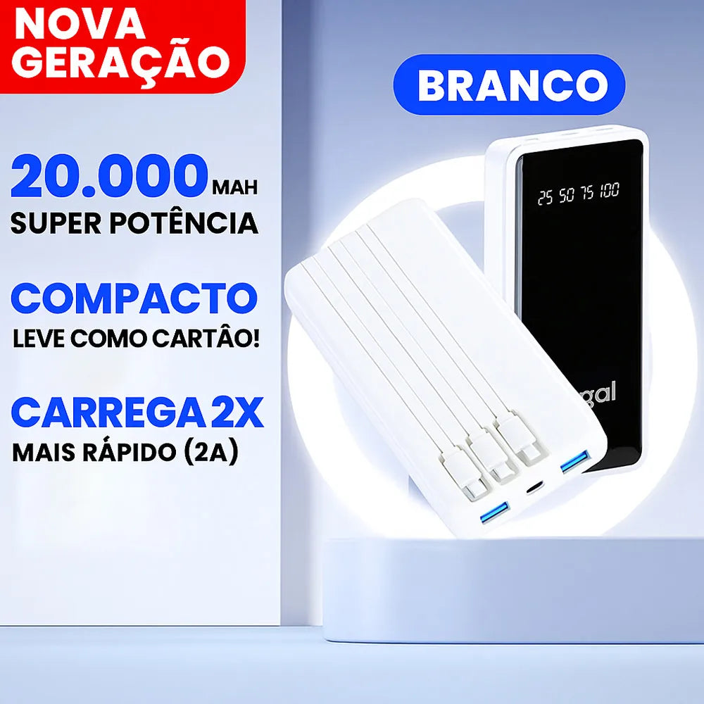 Power Bank 20000mAh com Lanterna LED e Display Digital