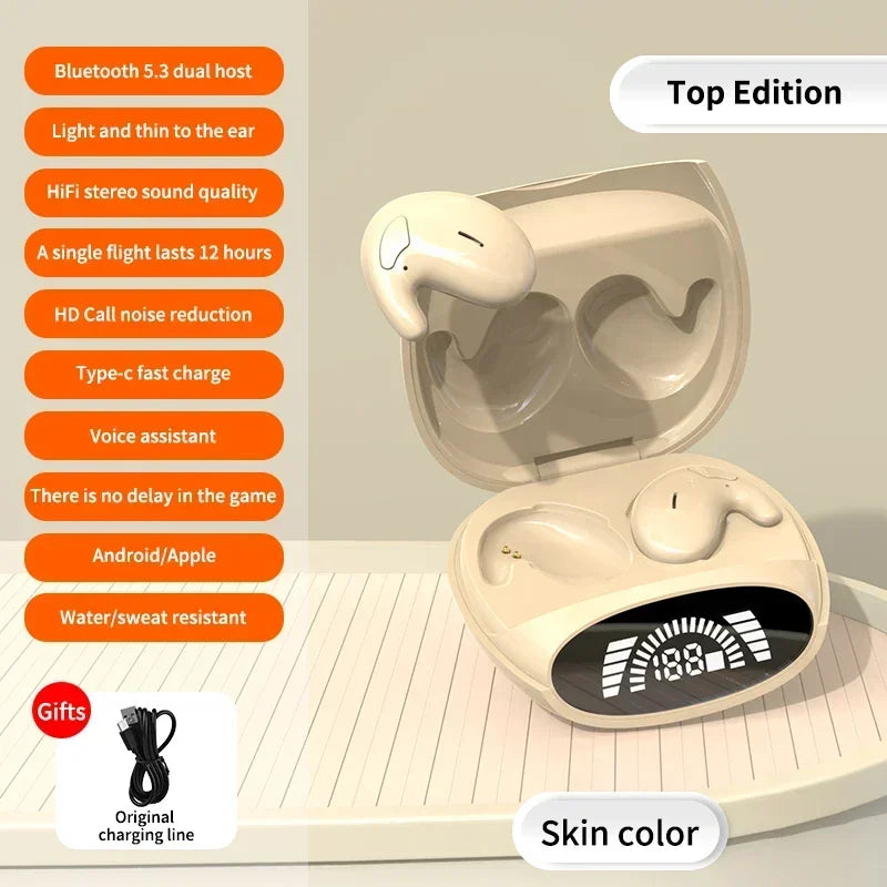 Headset Estéreo Invisível para Dormir – Fones Sem Fio IPX5 com Microfone - Orix