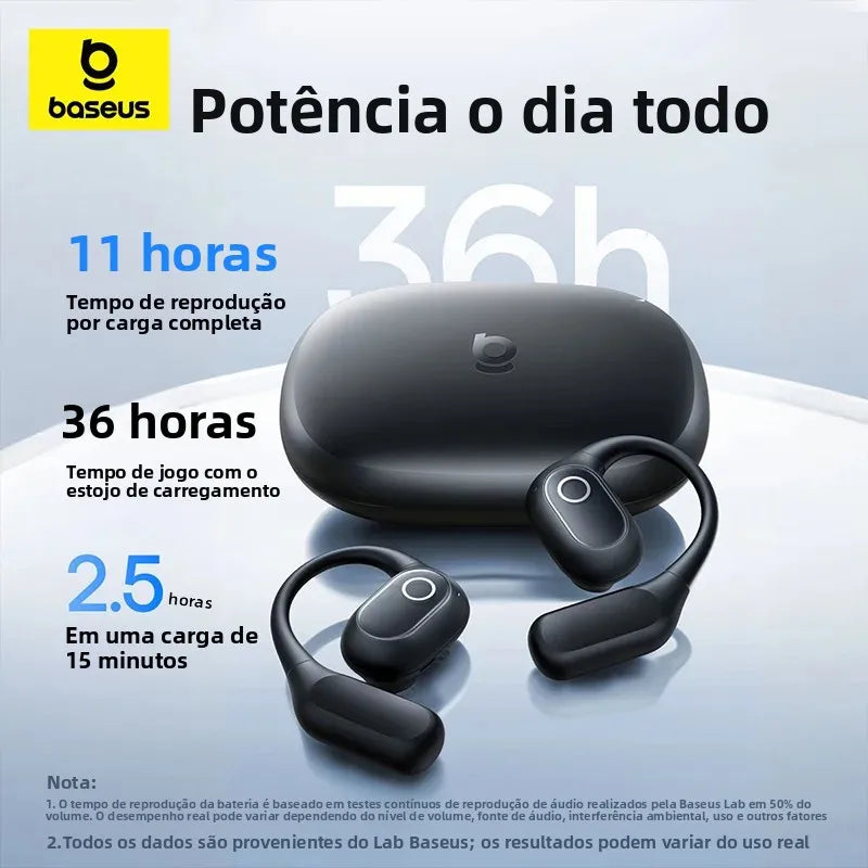 Baseus Eli 2i Fit Open-Ear Earphones True Wireless Bluetooth 6.0 Ear Hooks Headphones IPX5 Waterproof Sports Earbuds Bass Boost