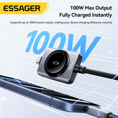 Essager Cabo Magnético 2 em 1 – 100W USB-C para iPhone e Apple Watch